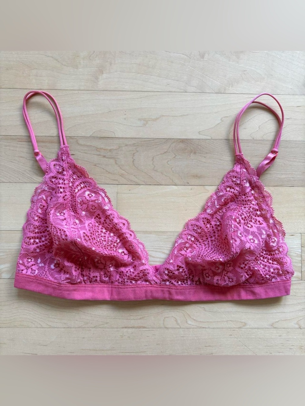 Urban Outfitters Out From Under bubblegum pink skimpy lacy bralette